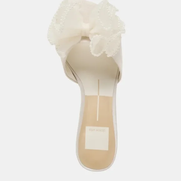 🔹️Dolce Vita 🔹️Narita Pearl Off White Satin Heels - Picture 10 of 11